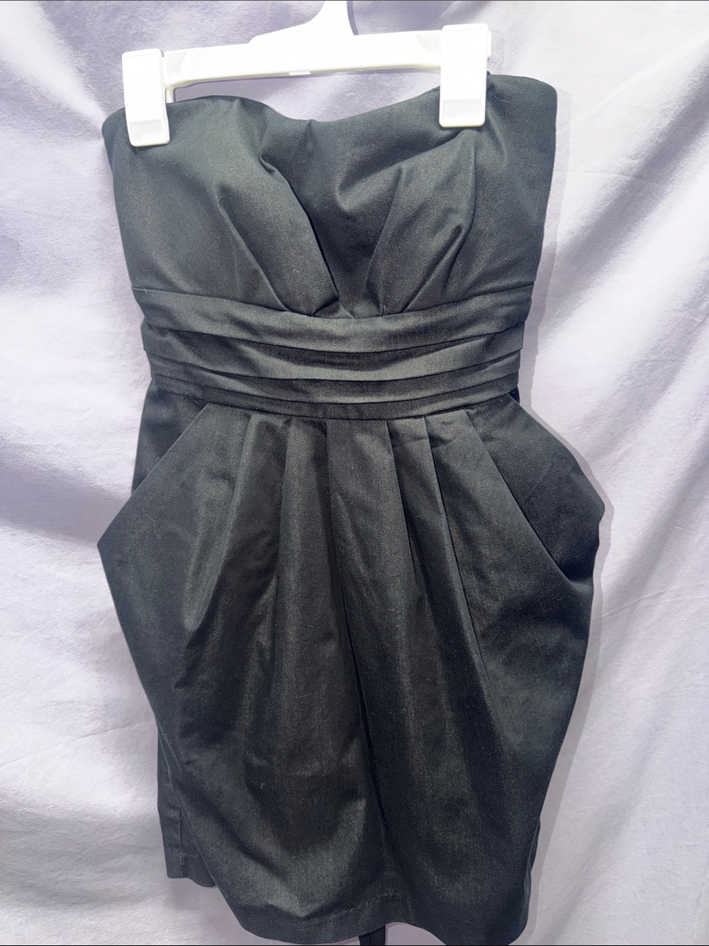 Source Unknown Black Strapless Pleated Waist Cocktail Dress
